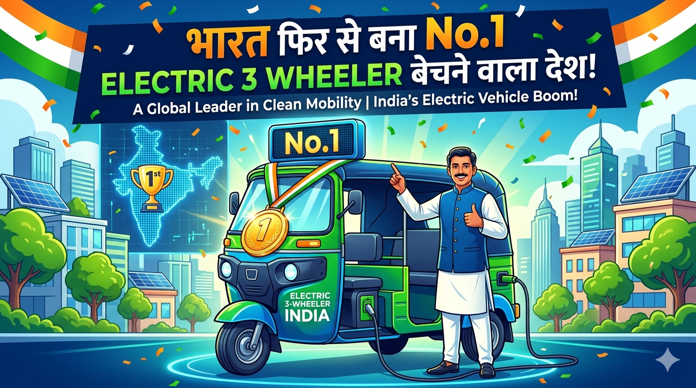 भारत फिर से बना No.1 इलेक्ट्रिक 3 व्हीलर बेचने वाला देश |